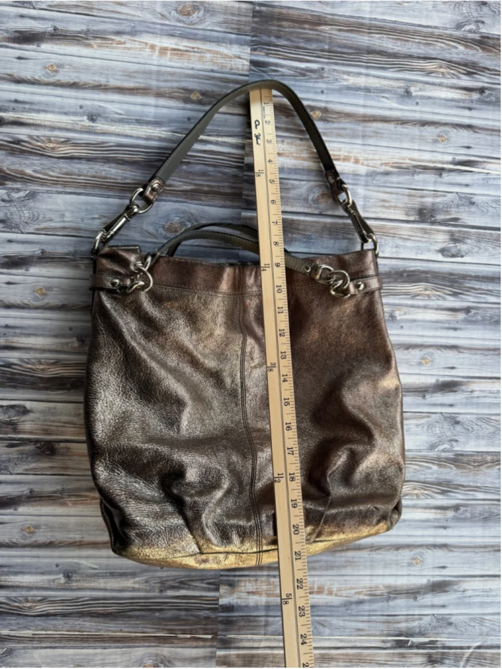 Vintage Coach Brooke F17165 Metallic Pewter Leather Hobo Shoulder Bag